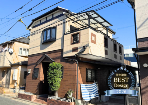 外壁塗装　ベストデザイン　ツートン　レンガ調