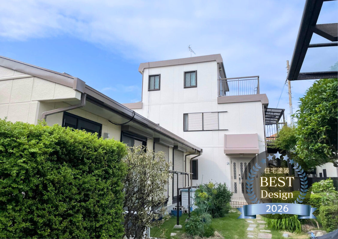 築30年　かわいい　ブラウン　アイボリー　屋根　外壁塗装