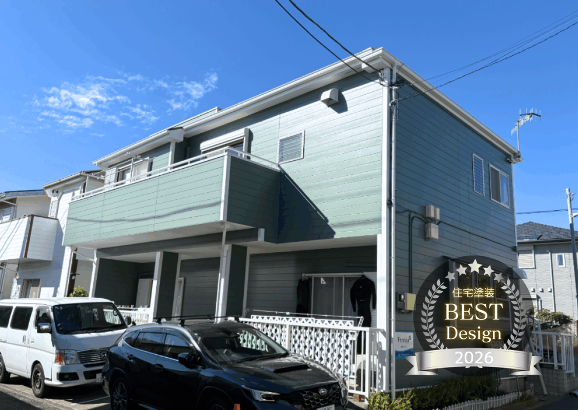 外壁塗装　ミントグリーン　おしゃれ