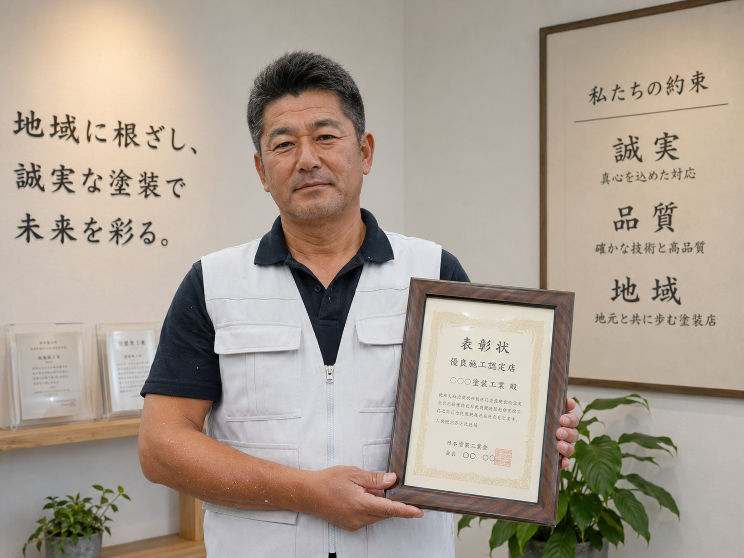 信頼される塗装店として認定される職人直営店のイメージ
